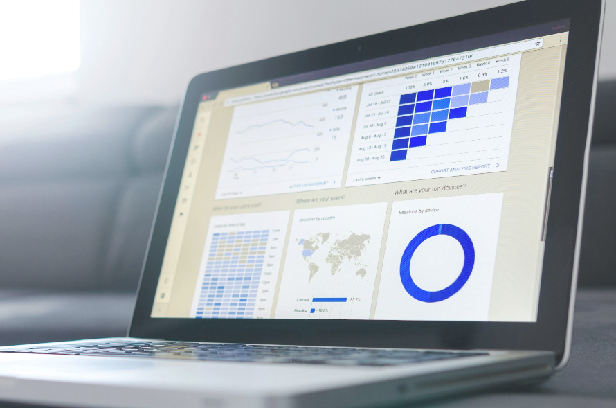 Analytics dashboard on laptop computer